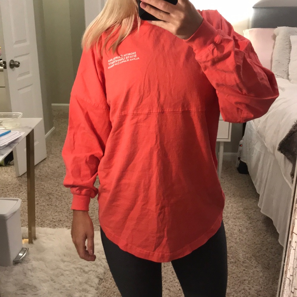 Peach Chi O NC State spirit jersey